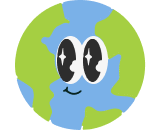 Illustration d’un globe stylisé avec un visage souriant