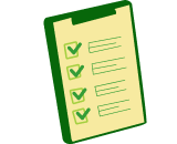 Illustration d’un clipboard vert avec une liste de cases cochées