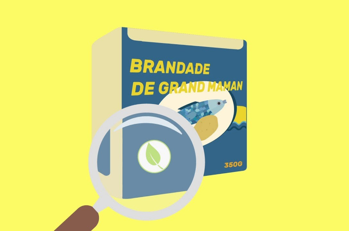 Brandade de grand maman avec un label environnemental observé à la loupe