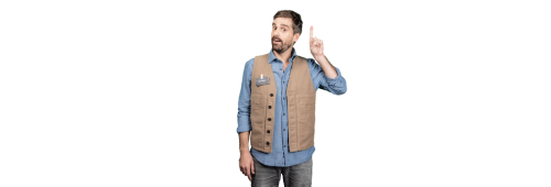 Personne levant un doigt en portant un gilet sans manches et une chemise Fournissez vos commentaires sur BizChat