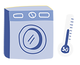 Lave-linge avec un thermomètre indiquant 30 degrés Celsius